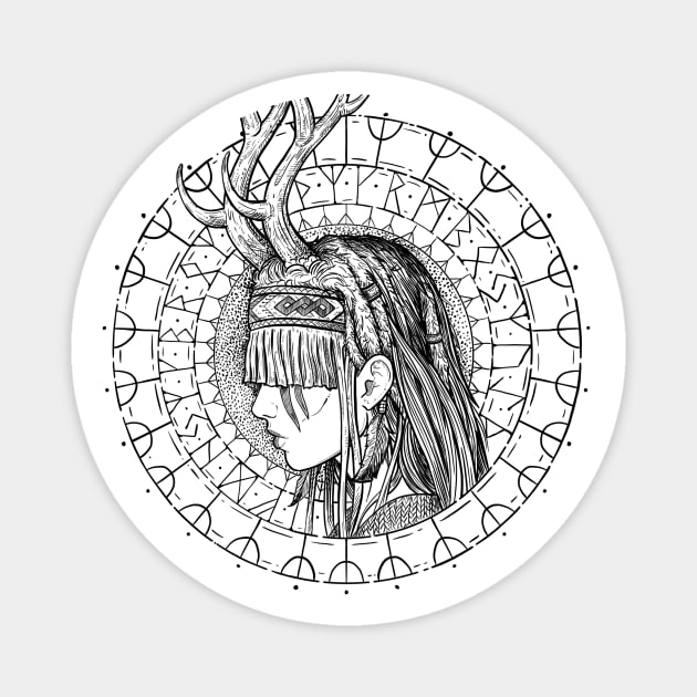 Heilung shaman with runes pagan viking Magnet by BlackForge